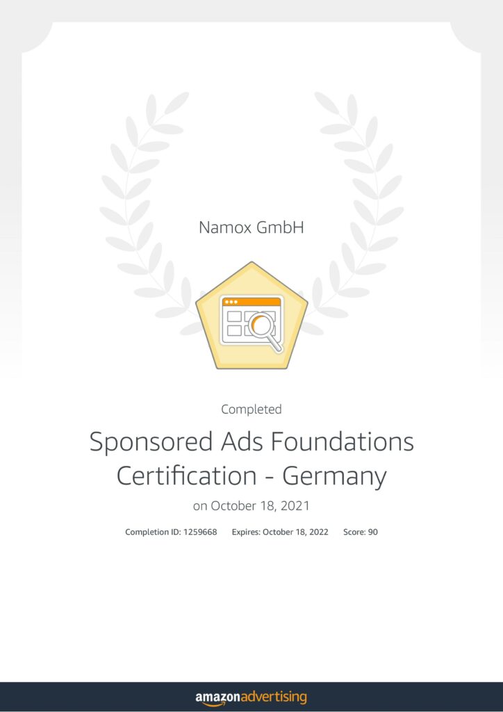 Sponsored ads Certification - Germany _ Learning console