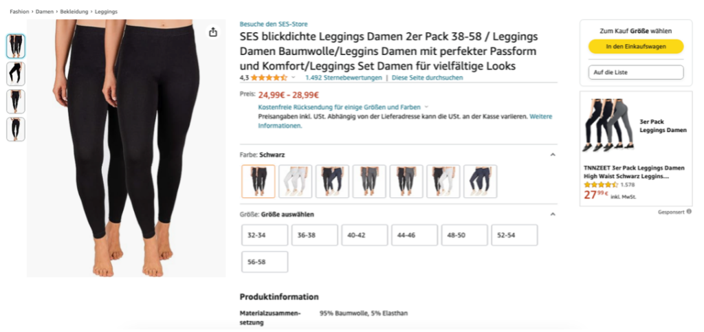 Screenshot: Optimiertes Listing
